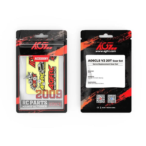 Premium Titanium 20T Servo Gear Set Compatible With A06cls V2 Rc Mini Z packaging featuring detailed product information and accessories.