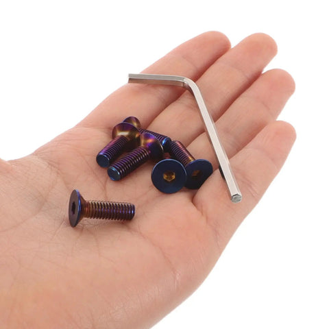 Steering Wheel Screw Kit M5 Aluminum Bolts With Hex Socket Wrench in hand for cars interior easy install durable construction anti loosening design