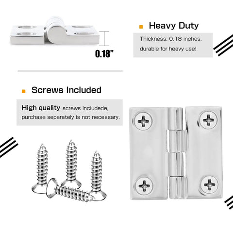 Heavy Duty Square Marine Hinge Built Tough As Nails From Top Tier Sus316 Stainless Steel With Sleek Swinging Motion And Elite Rust Defense For Boat Decks And Cabin Doors Selling As A 1.97 Inch Two Pack Setup with 0.18 inch thick hinge and screws included