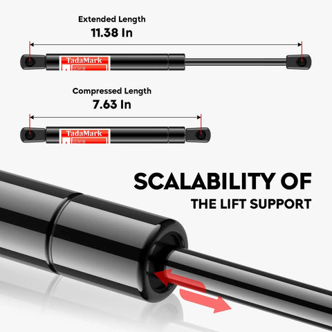 Beefy Rear Hatch Trunk Lift Supports Gas Spring Shocks Set Of 2 For Challenger Tailgate Liftgate Fits 2008 To 2018 Models OE Quality Replacement Easy Install showing scalability and dimensions.