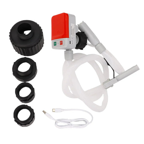 WALFRONT Auto Stop Fuel Pump for Gasoline And Kerosene 3.2 GPM with hose, adapters, and USB cable for easy fuel transfer.