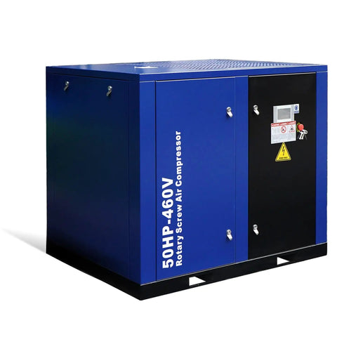 Beefy 50 HP Rotary Screw Air Compressor Delivering 219 CFM At 125 PSI, 460V 3 Phase 60Hz, Fixed-Speed Industrial-Grade Air System