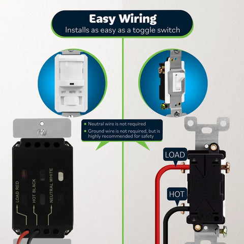 Motion Sensor Switch With PIR Sensor Auto On Off Lights No Neutral Wire Required 150W Dimmable LED wiring diagram