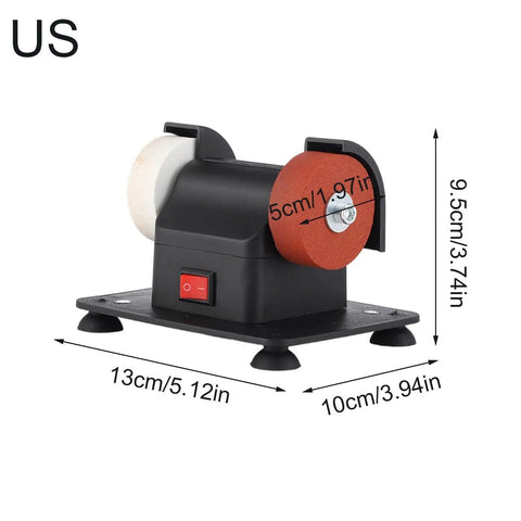 Heavy Duty Mini Bench Grinder With Dual Grinding Wheels For Precise Tool Sharpening And Burr Removal Electric Tabletop Machine, compact size, 5cm wheels.