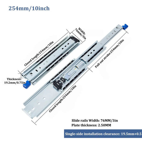 Heavy Duty 26 Inch Drawer Slides With 480 Pound Capacity Full Extension Ball Bearing Glides Locking Rails Side Mount Tool Box Runners Three Inch Width For Smooth Operation And Easy Cabinet Storage