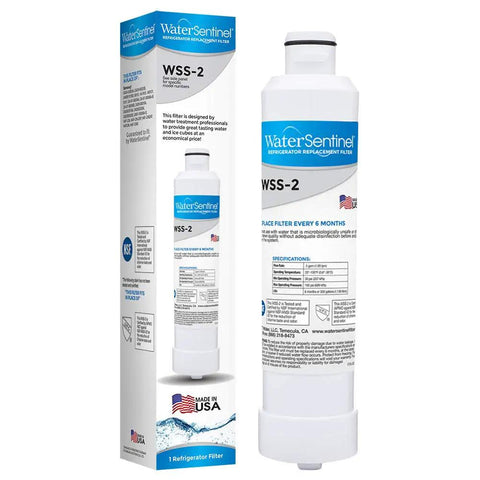 Refrigerator Water Filter Replacement Compatible With Samsung HAF CIN Filters 2 Pack Carbon Block Purifier Delivers Crystal Clear Drinking Water No Fuss Reducing Chlorine And Contaminants NSF Certified 42 53 372 WQA Gold Seal Easy Install, with packaging visible.