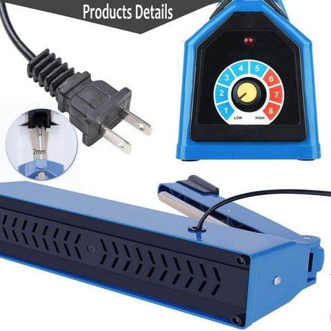 12 Inch Impulse Heat Sealer For Plastic Bags Manual Tabletop Bag Sealer With Adjustable Temperature And 8 Settings