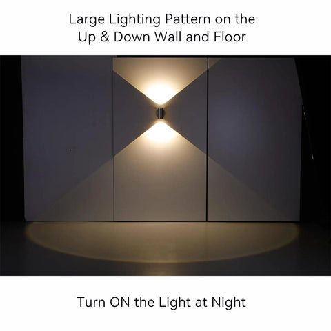 Outdoor Black Wall Sconce Light Up Down 7W LED Dimmable Exterior Wall Fixture IP65 Waterproof Aluminum Cylinder light pattern