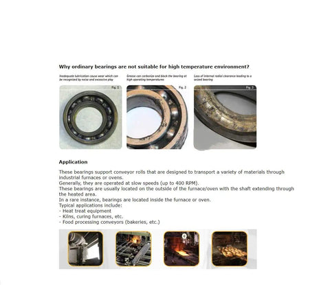 Image showing why ordinary bearings fail in high temperature environments, featuring worn ball bearings and their application.