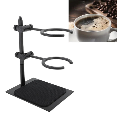 Double Tier Pour Over Coffee Dripper Stand With Glass Server And Ceramic Filter Cup Adjustable Height for smooth pour coffee.