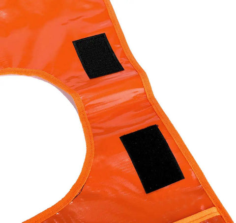 Close-up of Off Road Winch Weight Bag For Recovery, Heavy Duty PVC Rope Dampener Blanket With Pocket, Safety First, light orange color