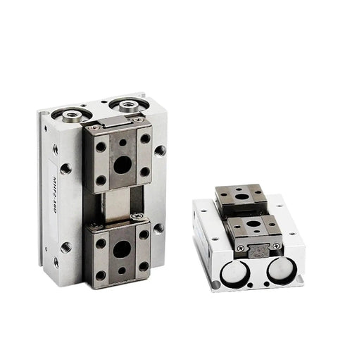 Heavy Duty Low Profile Air Cylinder And Parallel Gripper Compatible With Mhf Series Systems smooth rail slide for precise control.