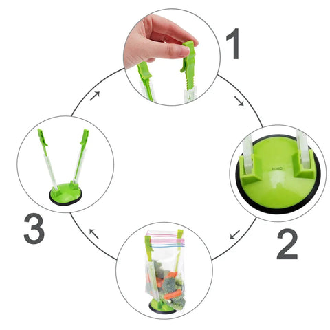 Upgrade Your Kitchen Grind With This Adjustable Ziplock Bag Holder Stand Featuring A Nonslip Base for hands-free zipper bag filling.