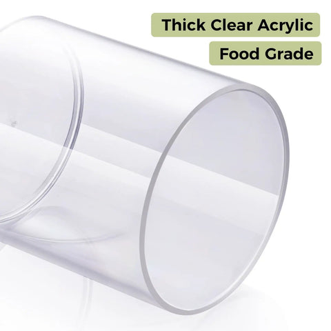 Thick clear acrylic tube showing food-grade material for Super Practical Four Pack Clear Acrylic Qtip Holder Dispensers.