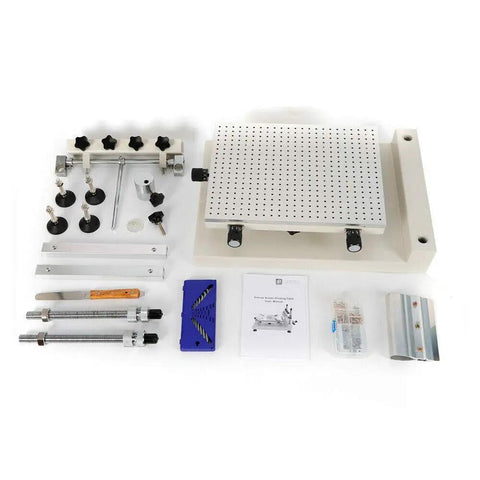 Manual Solder Paste Printer for PCB SMT Stencil Printing, Adjustable Height 300x400mm Work Area, kit components displayed