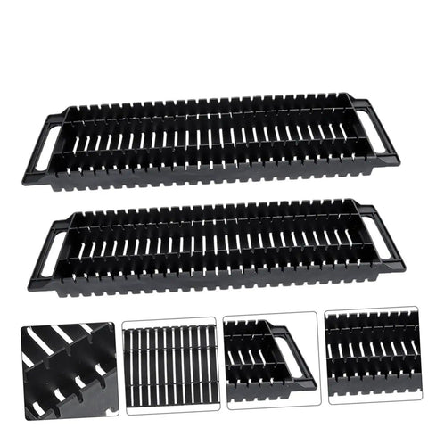 Pack of 4 ESD rack anti-static shelf PCB holder for display and safe storage of printed circuit boards on workbench or cabinet.
