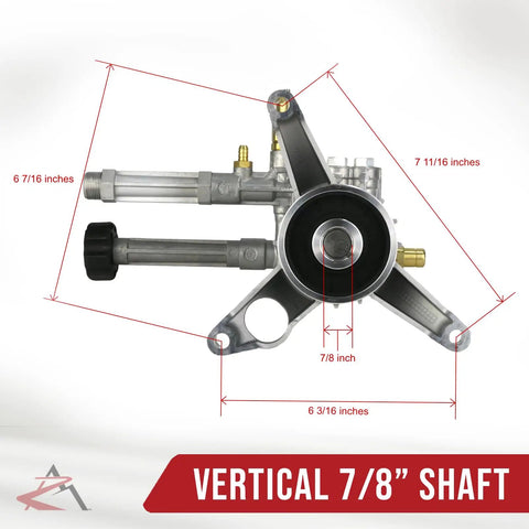 2600 PSI Vertical Pressure Washer Pump With 2.2 GPM Flow And Seven Eighth Inch Shaft SRMW22G26 EZ SX Replacement Water Pump