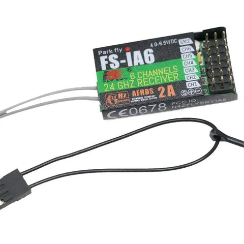 6 Channel RC Receiver With Dual Antennas PPM Output And IBus Port AFHDS2A 2.4GHz, black color with wire details