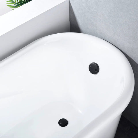 Tip-Toe Tub Drain Kit In Matte Black With Solid Brass Build, No-Fuss Basket Strainer, And Two-Hole Overflow Faceplate on bathtub