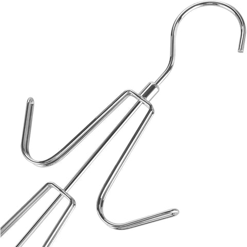 Close-up of a silver rotating hook from the 2 Pack Closet Purse Hangers, Game Changer Handbag Organizer Rack.