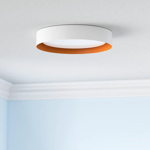 Dope 16.5 Inch Dimmable LED Flush Mount Ceiling Light Matte White With Gold Interior 3000K Warm White 30W Modern Fixture