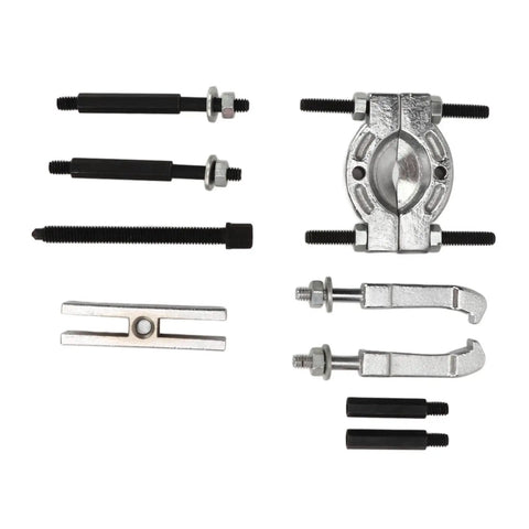 Heavy Duty 9 Piece Bearing Puller Set Crafted From Strong Steel To Beat Out Stubborn Wheel Hubs And Axles Effortlessly Solid Tool Kit Designed For Real Garage Work Includes Sturdy Storage Box To Keep Everything Organized And Ready For Any Job. 9-piece steel bearing puller kit with splitters and jaws for wheel hub removal