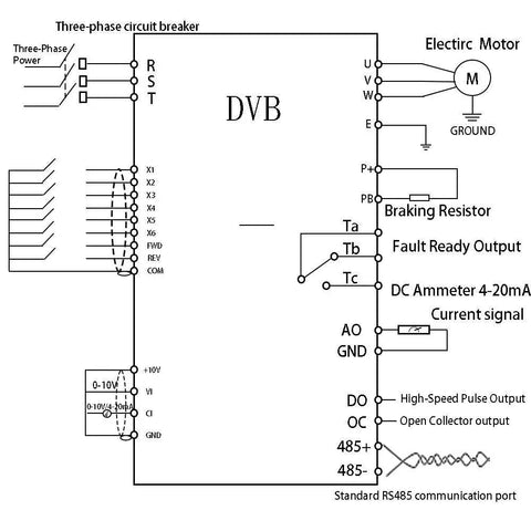 Single Phase 220V Variable Frequency Drive VFD 2.2 kW 3 HP Inverter circuit diagram with braking resistor