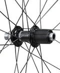 RS710 C32 Carbon Road Wheelset Tubeless Black Set rear hub detail with spokes and axle, 32mm deep rim and aero profile.