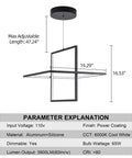 Modern Square LED Chandelier Pendant Light That Looks Lit Dimmable 6000K Cool White Ideal For Living Room Dining Bedroom Kitchen