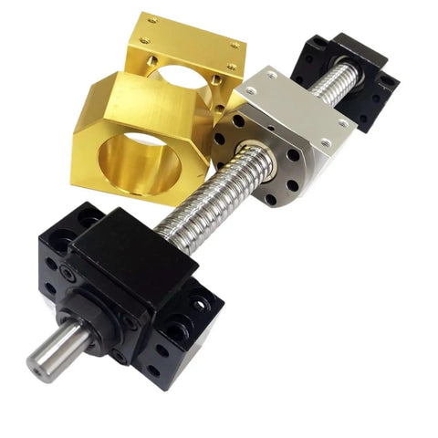 Top Notch Ball Screw System For CNC Machines With Smooth Travel And High Precision, OFU Finish For Industrial Use shown with blocks