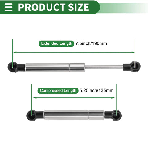 Stainless Steel Gas Spring Lift Support Struts With 20 Lb Force And Plastic Ends Marine Boat Hatch Car Hood size 7.5 x 5.25 inches