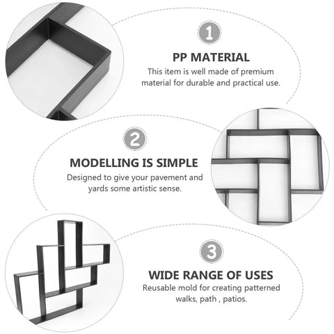 Garden Paving Mold For Concrete Walkways And Patios, Easy To Use Plastic Rectangular Floor Mold For Brick Style Paving, 19.76 By 15.86 Inches, Durable Polypropylene Construction, Black.
