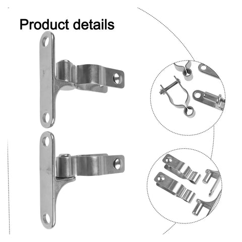 Self Closing Reversible Door Hinge Set, Stainless Steel 2 Pack for Fence Gates and Barn Doors with mounting hardware detail