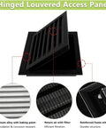 Go To Removable Air Vent Grille Cover With Mesh Louvered Access Panel And White Service Door For Drywall Wiring 18X18 Inch solid aluminum grille with hinge detail.