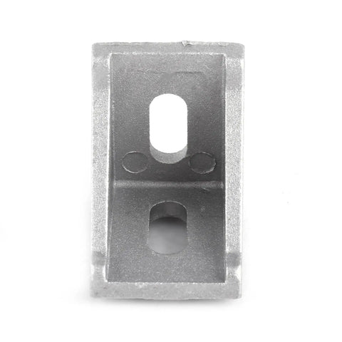 Front view of a single aluminum alloy L shape corner bracket with right angle brace, part of the 10 Pack Aluminum Alloy L Shape Corner Brackets Right Angle Brace Fasteners For Furniture, Heavy Duty Durable Shelf Supports For Cabinets And DIY Projects, Easy Install.