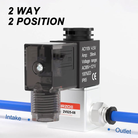One Quarter Inch NPT AC110V Solenoid Valve Two Way Normally Closed Electric Valve with junction box, model 2V025-08, installed view