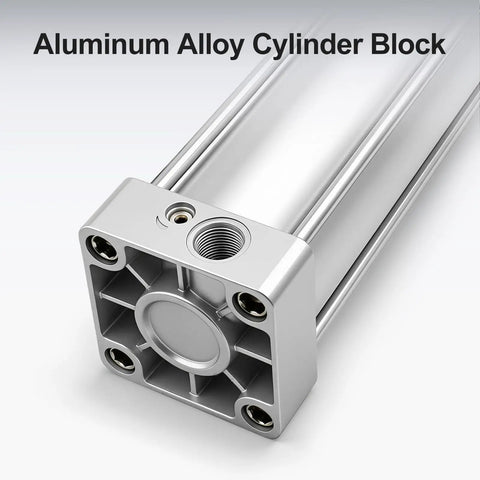 Beefy Industrial Pneumatic Air Cylinder With 1.57 Inch Bore And 7.87 Inch Stroke showing aluminum alloy cylinder block