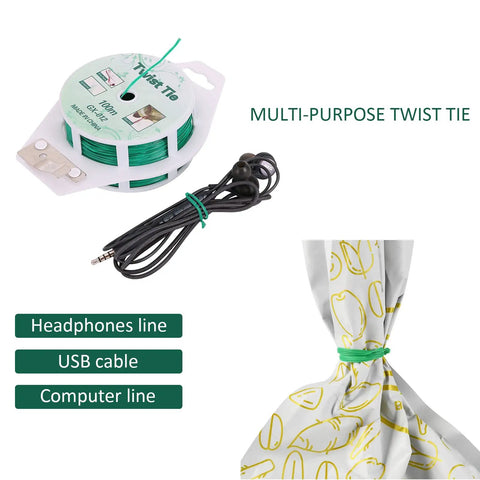 Heavy Duty All Purpose Coated Garden Ties With 328 Feet Of Trimmer Twine For Plant Support And Growth, Durable Green Cable Organizer