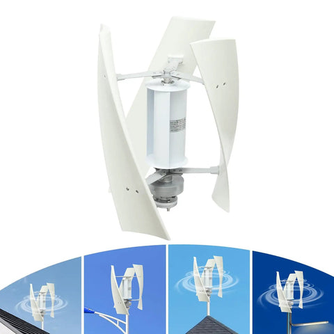 Plug-and-Play Vertical Axis Wind Turbine 100W With Permanent Magnet Generator And Intelligent Controller, Low Noise Helical Windmill