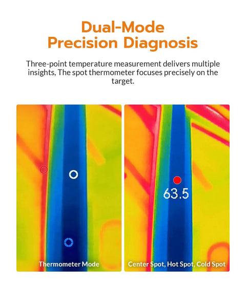 Thermal Imaging Camera With Thermometer Mode For Field Work 320 By 240 Infrared Imaging Native 256 By 192 Sensor Delivers True 256 Level Hardware IQ Deep Learning Upscale To 320 For Crisp Heat Signatures On The Job dual-mode screen