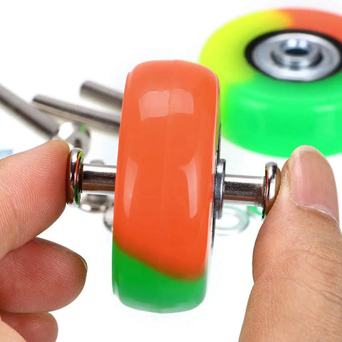 Heavy Duty 50Mm Luggage Replacement Wheels Featuring 18Mm Wide Rim Rock Solid Ball Bearings And Hassle Free Mounting Kit for smooth suitcase repair, orange wheel detail.