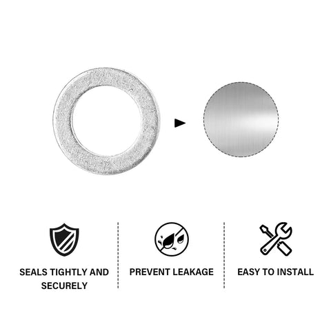 100 Pack Aluminum Oil Drain Plug Washer Set, 14mm Crush Washers Replacement for Honda OEM 94109 14000 Civic Part, sealing features view