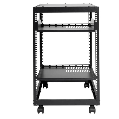 Heavy Duty 20U Server Cabinet With Smooth Rolling Casters And Adjustable Depth Rock Solid Network Equipment Rack for AV gear setups.