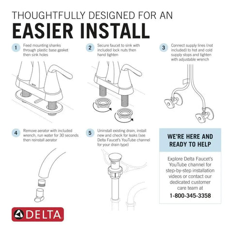 Installation guide for Foundations Centerset Chrome Bathroom Faucet For 4 Inch 3 Hole Vanity ADA Compliant Water Sense Brass Construction