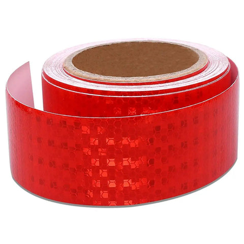 Hella Bright Two Inch By Thirty Foot Red Reflective Safety Tape For Trailers Cars And Trucks Heavy Duty Hazard Warning Adhesive Roll on a spool.