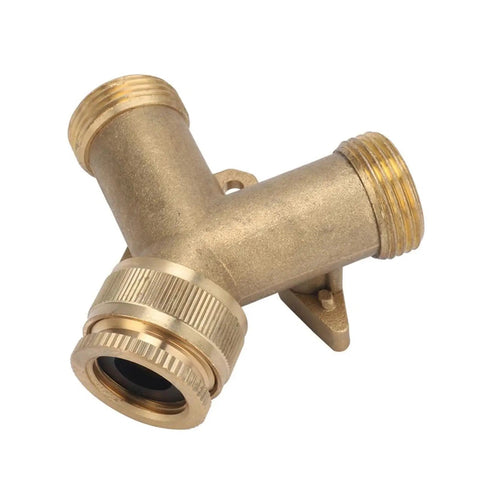 Premium Heavy Duty Brass Y Ball Valve Splitter Adapter 1/2 Female To 3/4 Male Thread Connector for faucet and garden use.