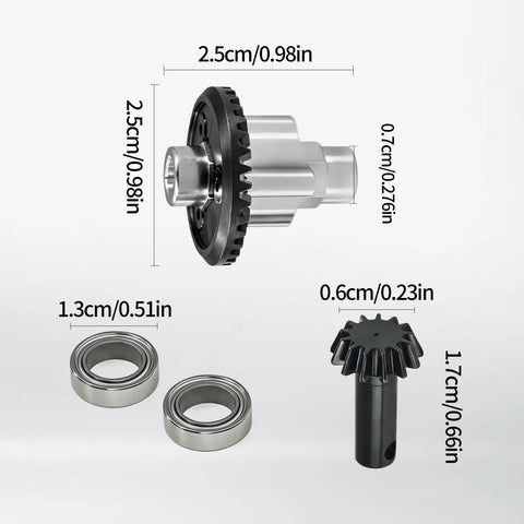 Bevel Gear Upgrade Kit For MJX Hyper Go 1 By 12 RC Car H12Y H12Y Plus And H12P with dimensions and components displayed