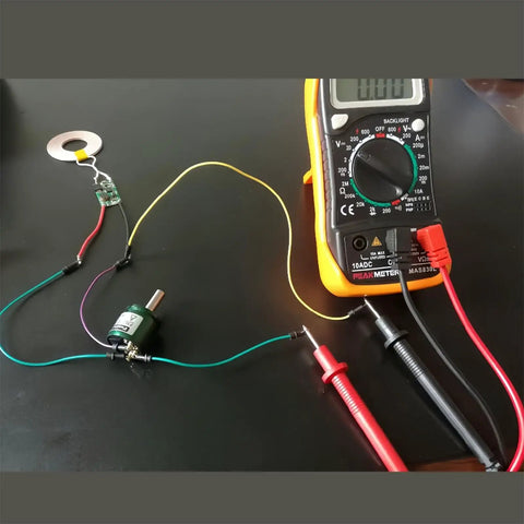 360 Degree Hall Angle Sensor with full circle rotation, 0.088 degree resolution, connected to multimeter for output testing