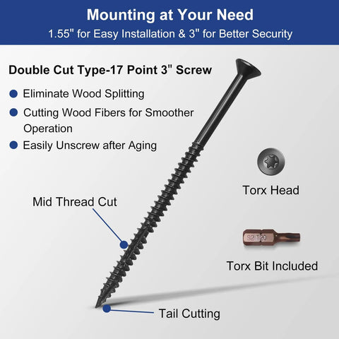 Extended Strike Plate Two And One Half Inch By Two And One Quarter Inch screw details with Torx head and mid thread cut diagram