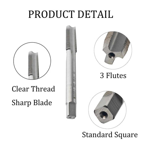 Left Hand M10 X 1.0 Tap And Die Set High Speed Steel Threading Kit showing clear thread, sharp blade, 3 flutes, square base